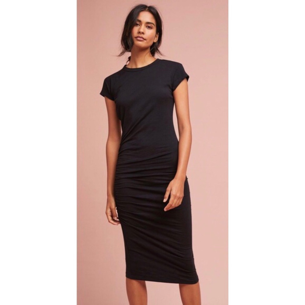 Sundry Black Short-Sleeve Midi Dress